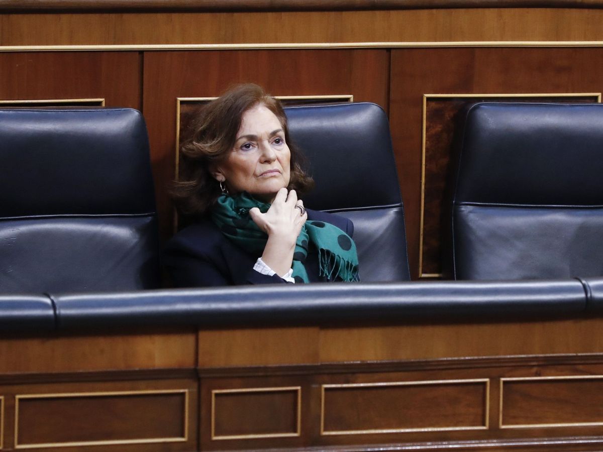 Foto: Carmen Calvo, vicepresidenta primera del Gobierno, este 13 de mayo en el Congreso. (EFE)
