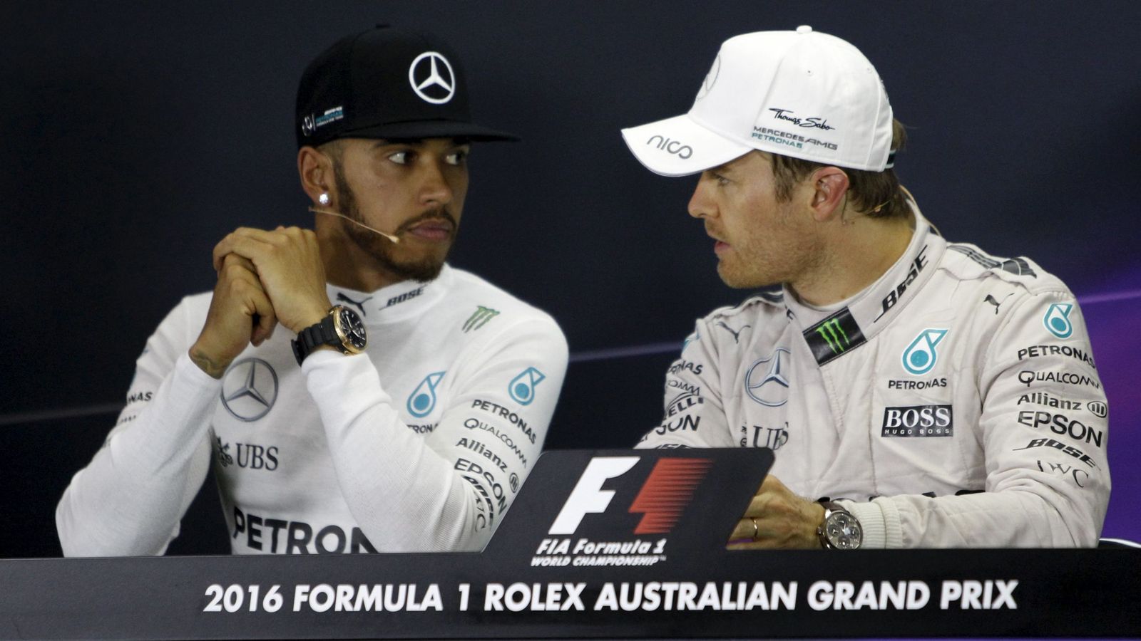 Foto: Lewis Hamilton y Nico Rosberg, en la sala de prensa de Australia.