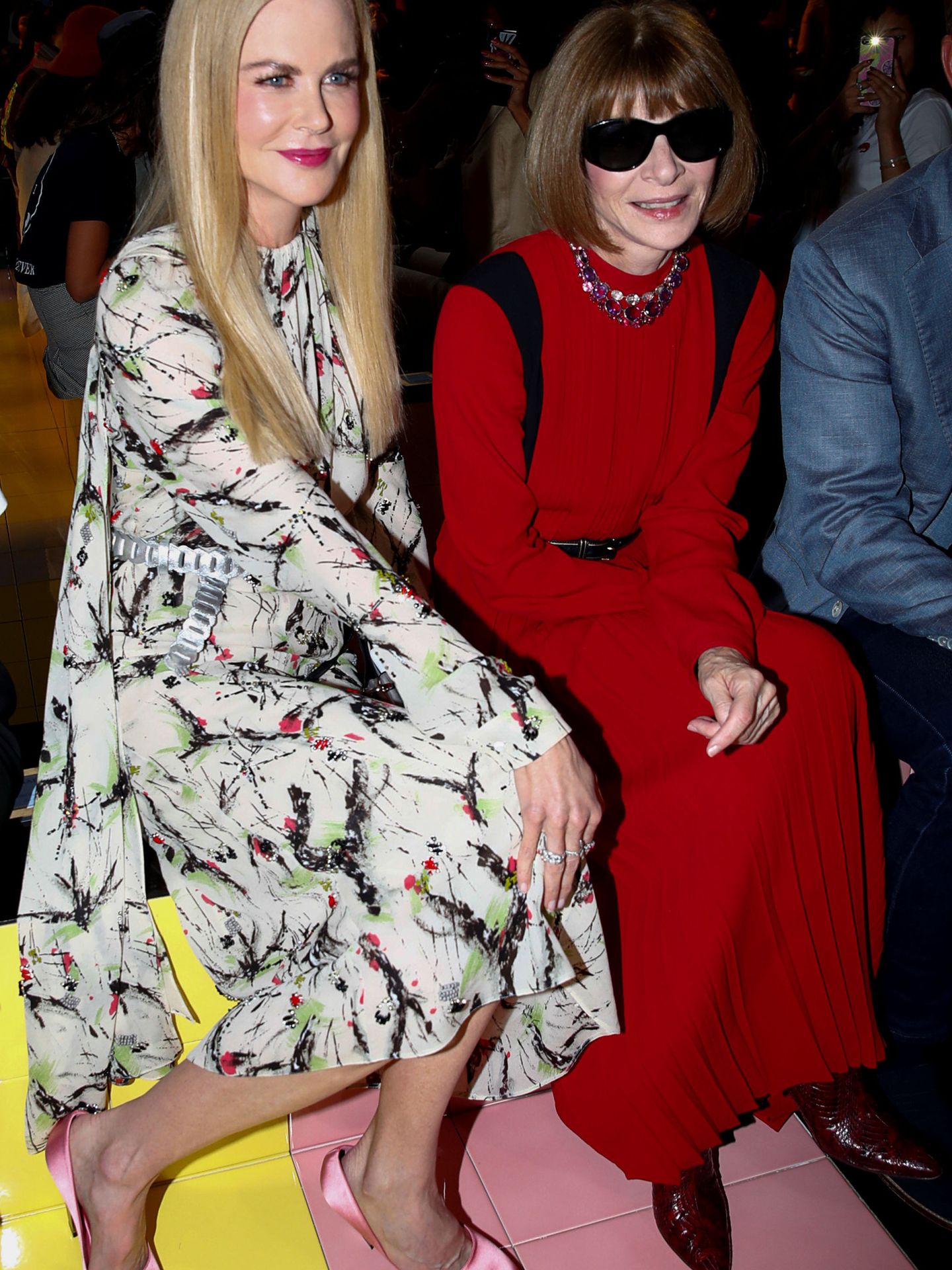Nicole Kidman y Anna Wintour, en el front row de Prada. (Reuters)