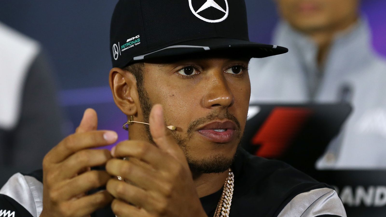 Foto: Lewis Hamilton durante la rueda de prensa previa al Gran Premio de Gran Bretaña.