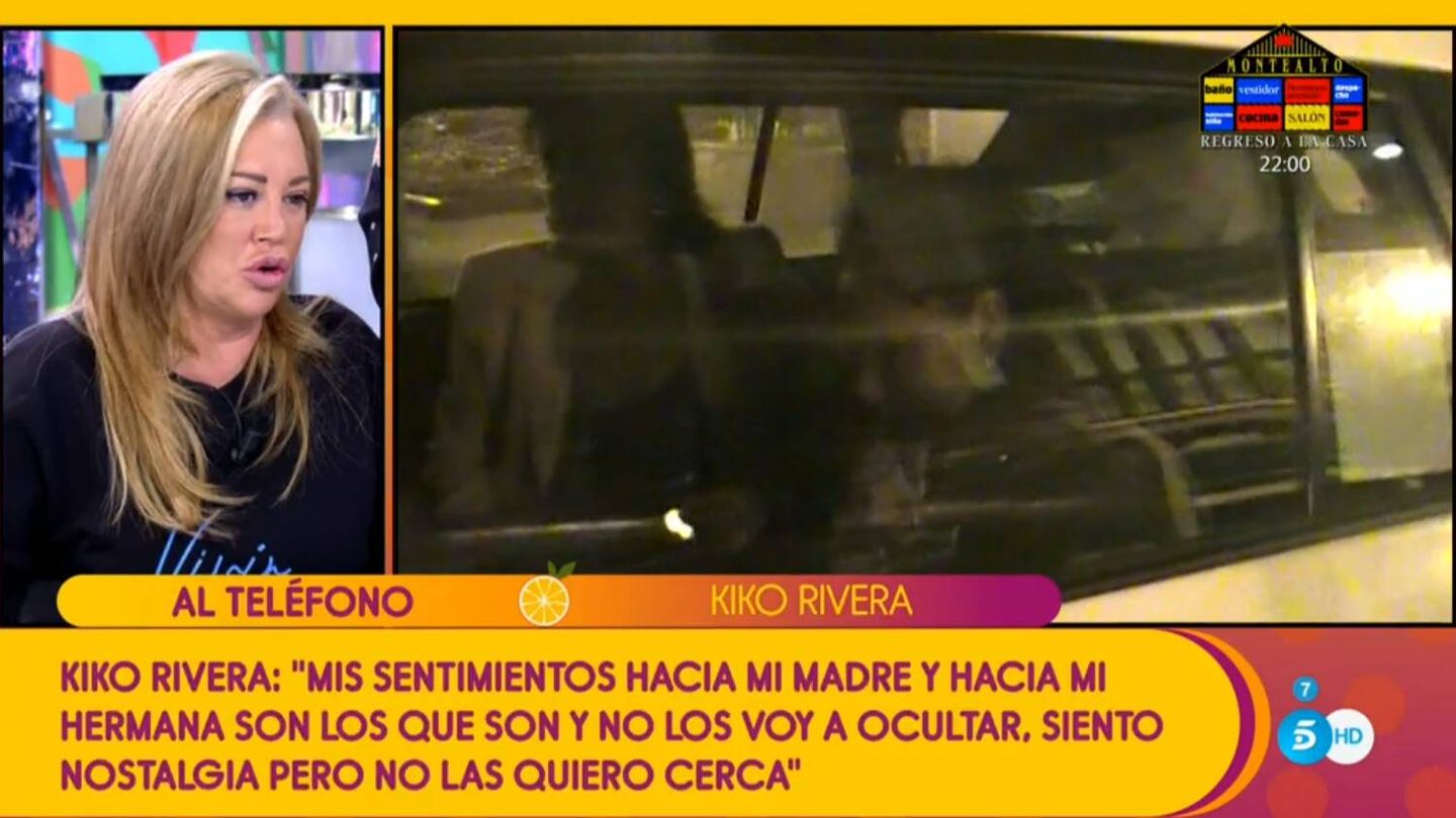 Belén Esteban habla con Kiko Rivera en 'Sálvame'. (Mediaset España)