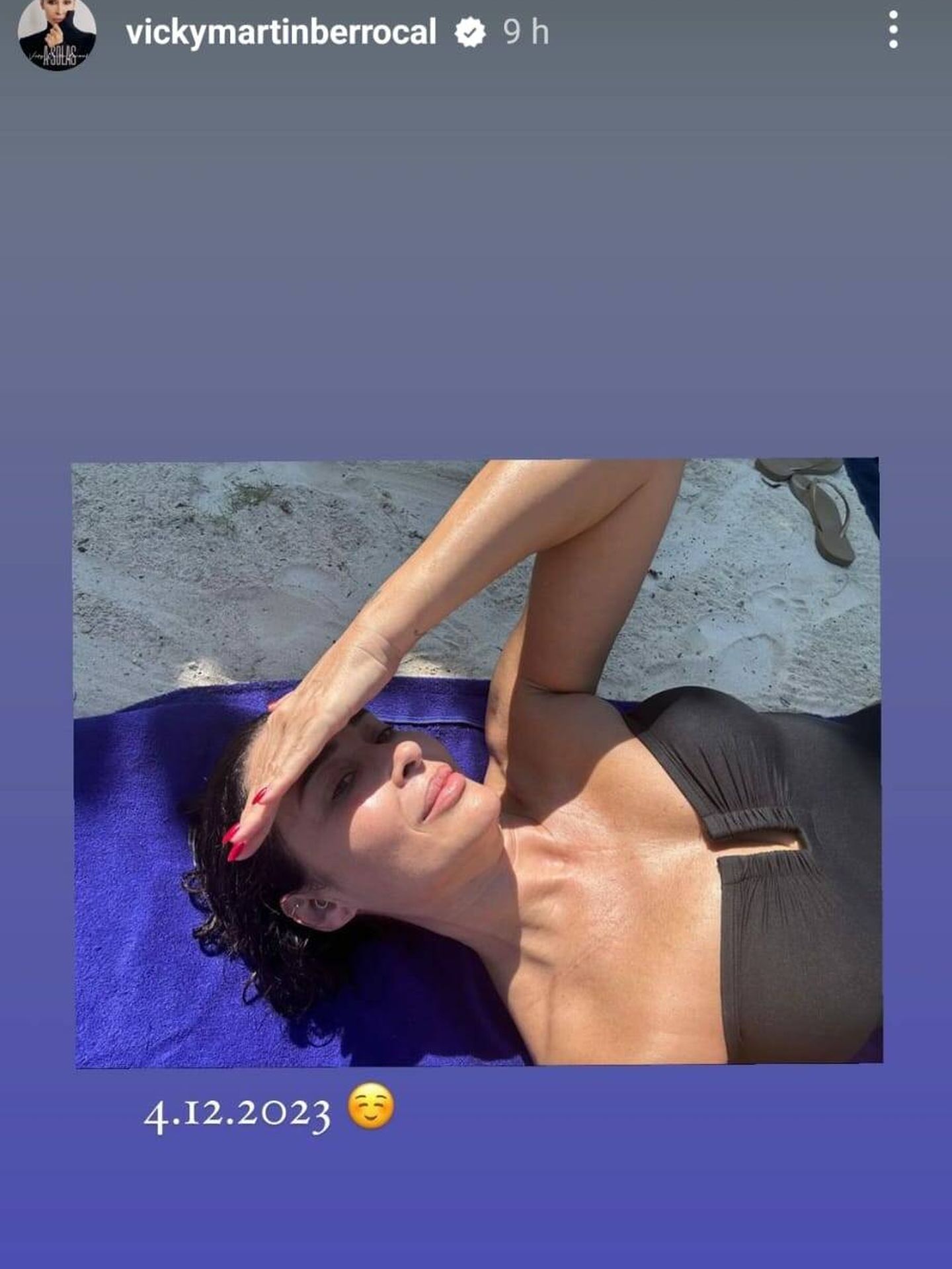 Vicky toma el sol en traje de baño. (Instagram/@vickymartinberrocal)