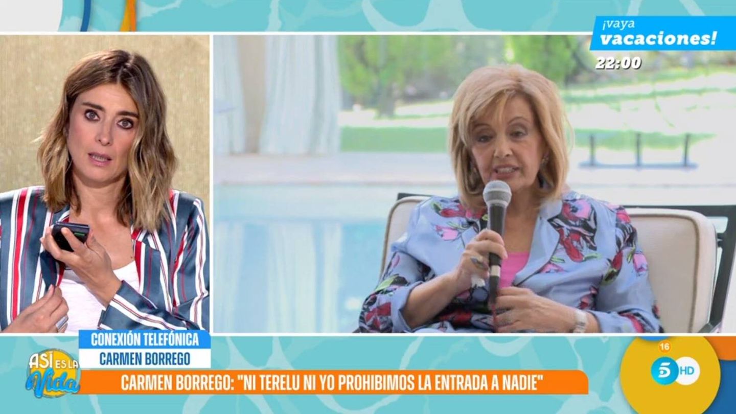 Sandra Barneda habla con Carmen Borrego en 'Así es la vida'. (Mediaset)