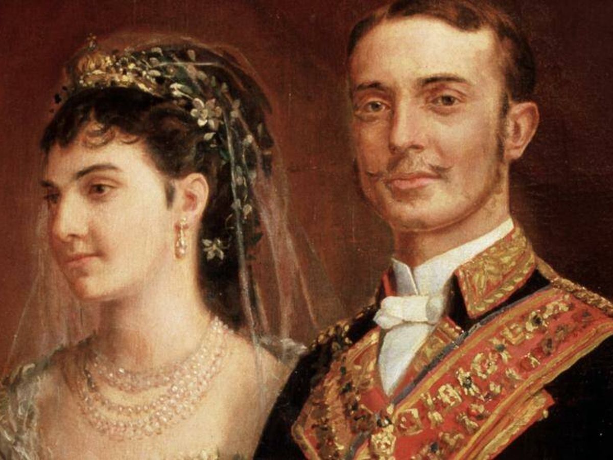 Foto: Retrato de Alfonso XII y María de las Mercedes. 