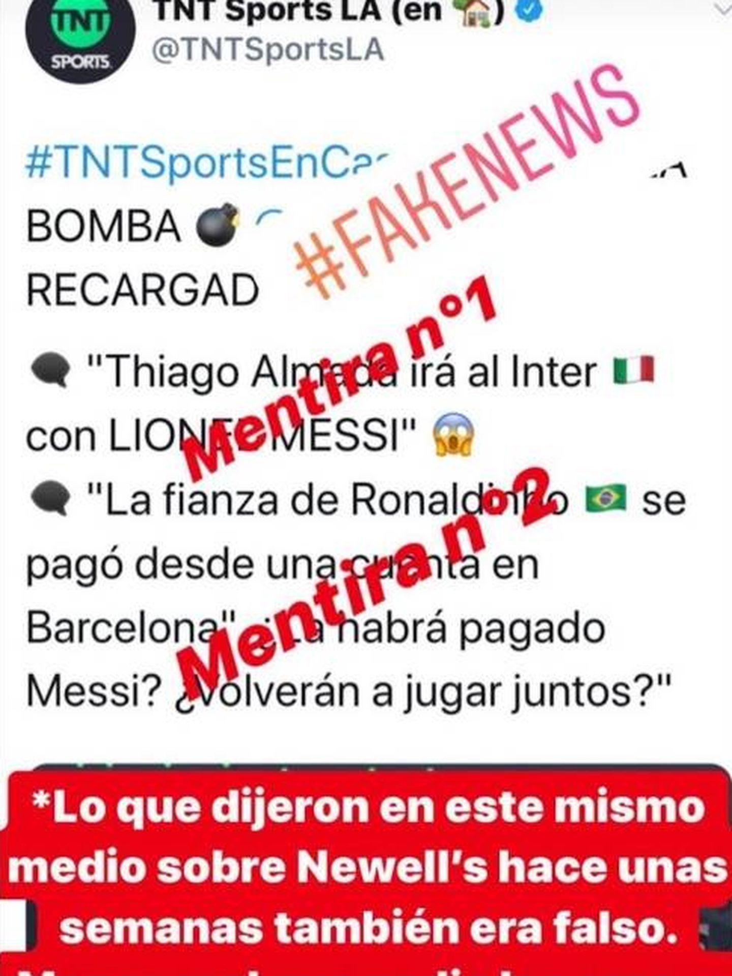 El doble desmentido de Messi en su cuenta de Instagram