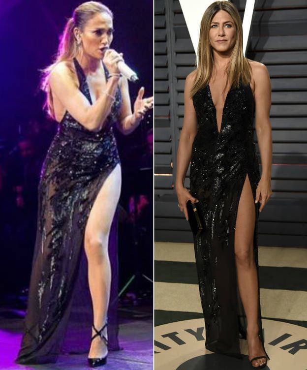 Foto: Jennifer Aniston y Jennifer Lopez con el mismo vestido