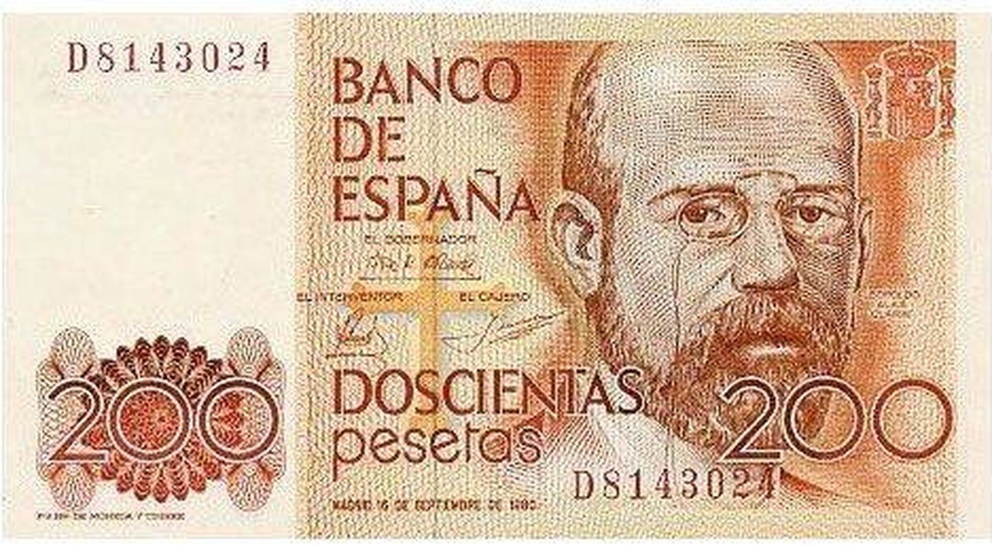Un billete de 200 pesetas.