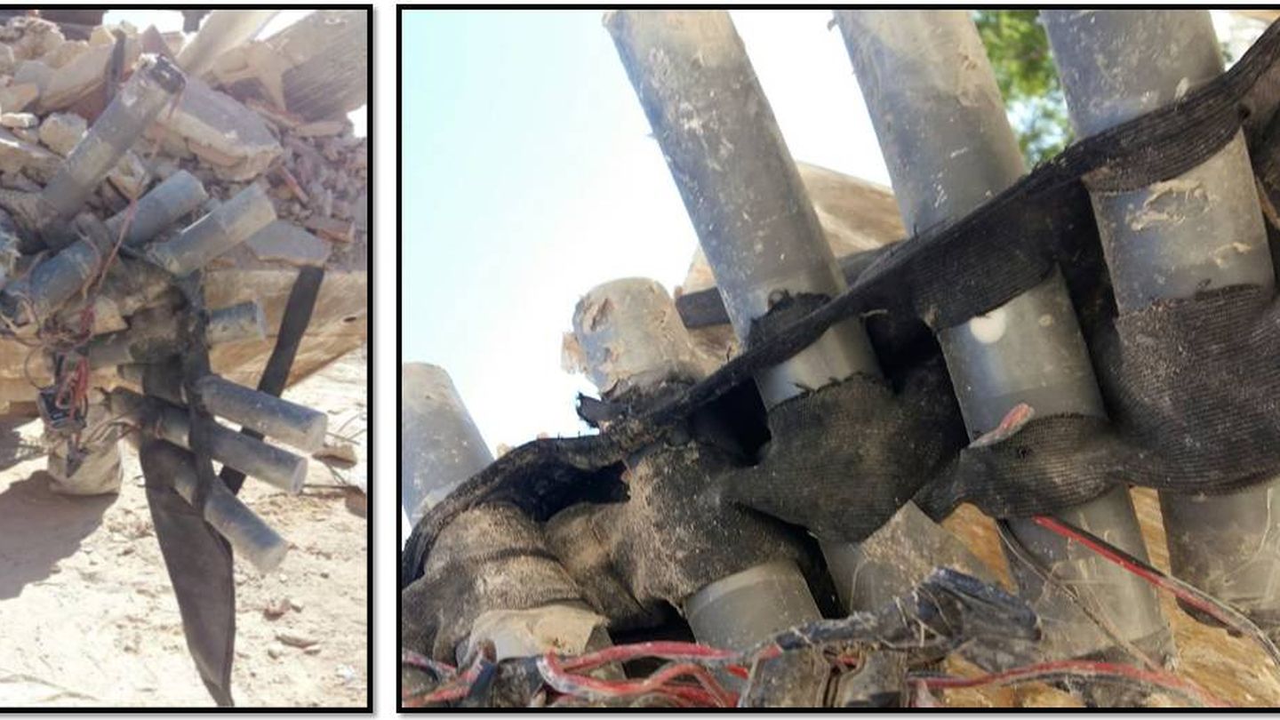 Chalecos fabricados por los terroristas con tubos de metralla y TATP. (Combating Terrorism Center)