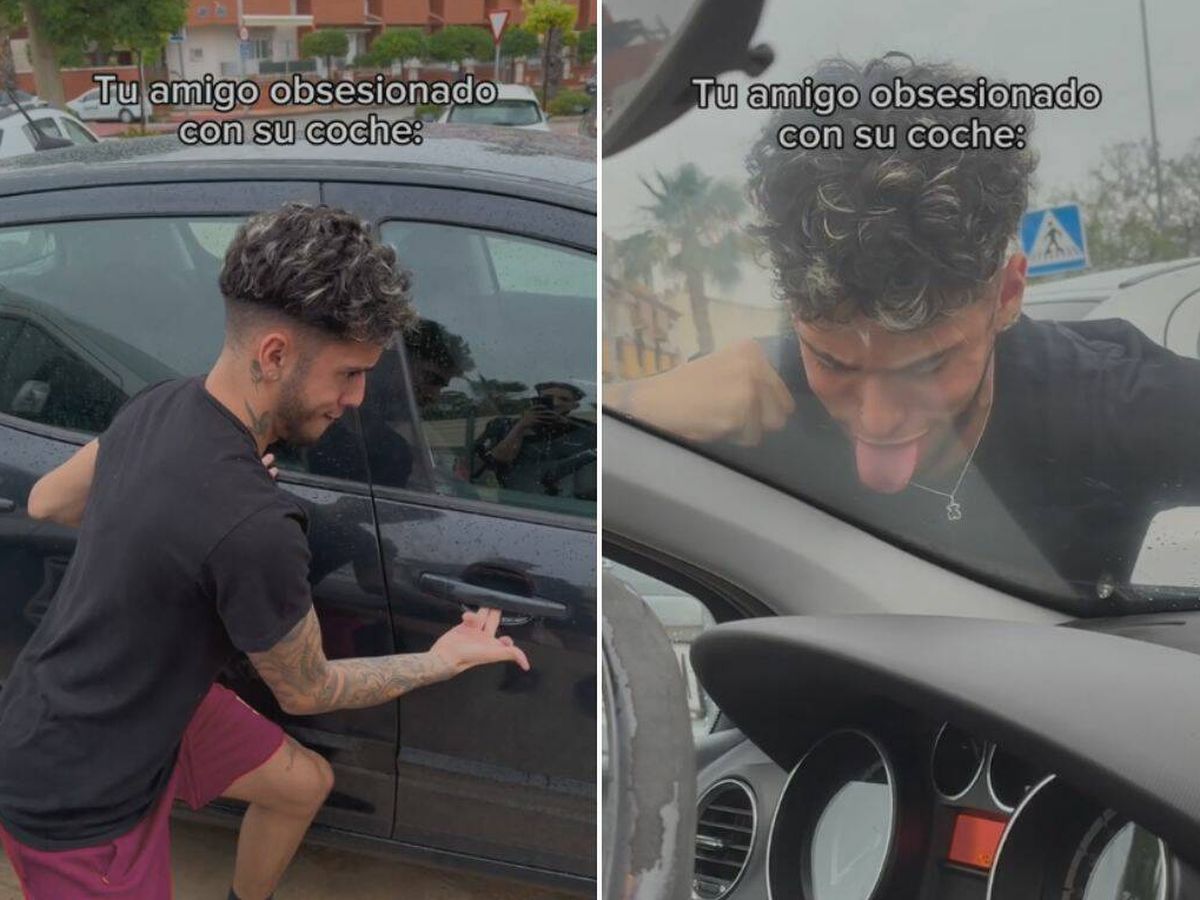Foto: Un 'tiktoker' parodia la reacción de tu amigo cuando no tratas su coche con suma delicadeza (TikTok/@hiphopctddd)