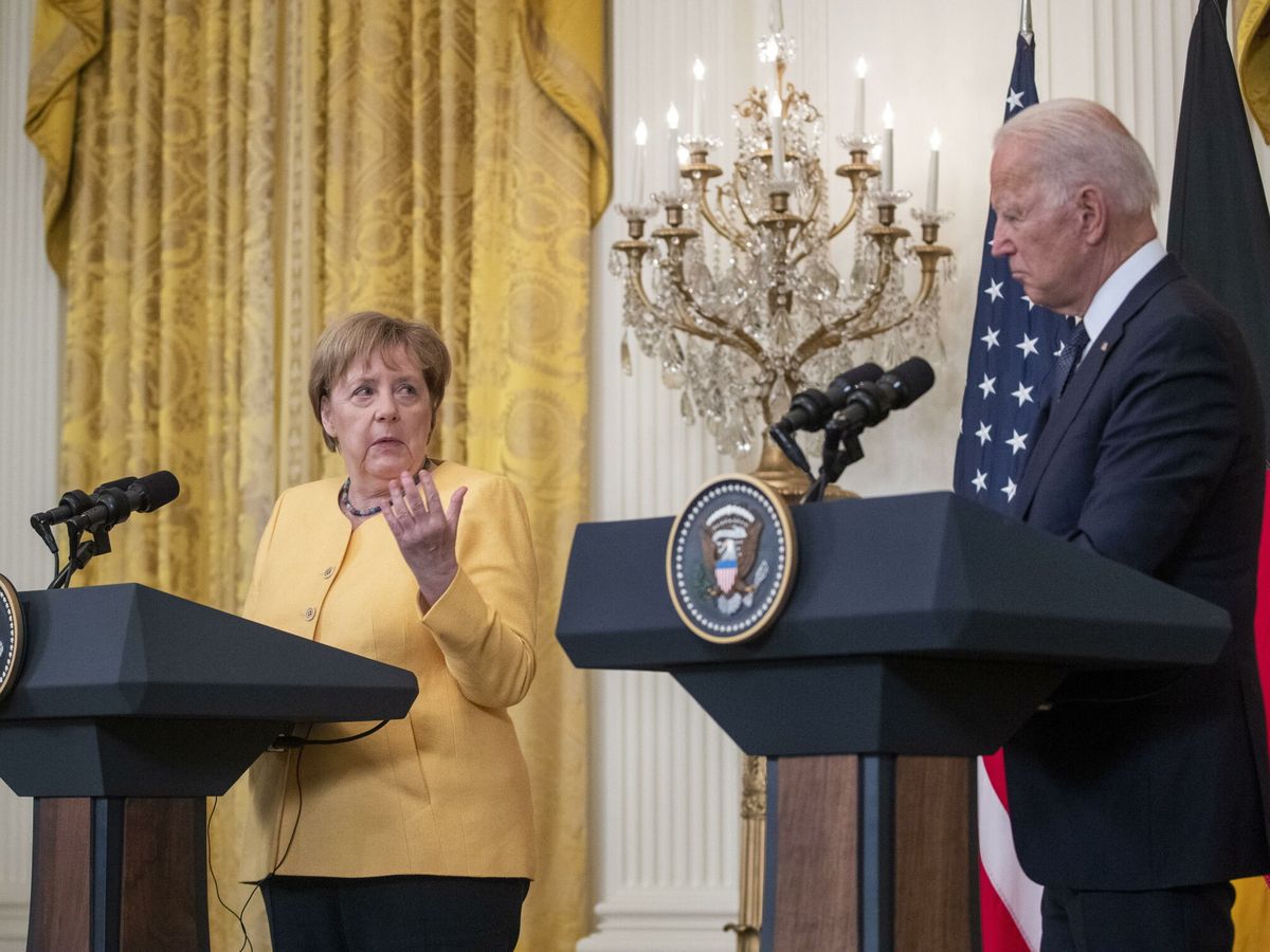 Foto: Angela Merkel y Joe Biden durante la reciente visita de la canciller alemana a Washington. (EFE)