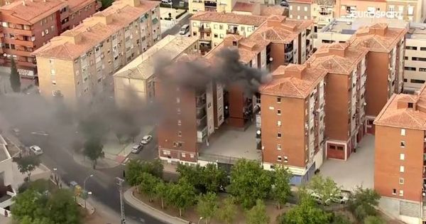 Foto: El incendio del piso, desde el helicóptero de la Vuelta