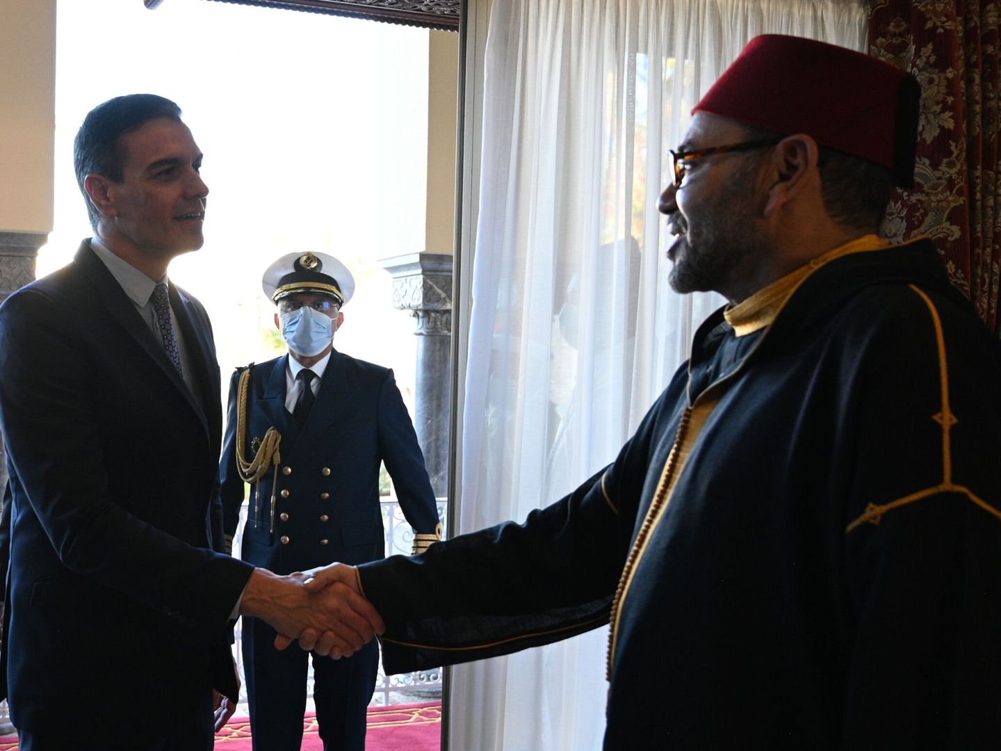 El presidente Sánchez, en su reciente visita a Mohamed VI.