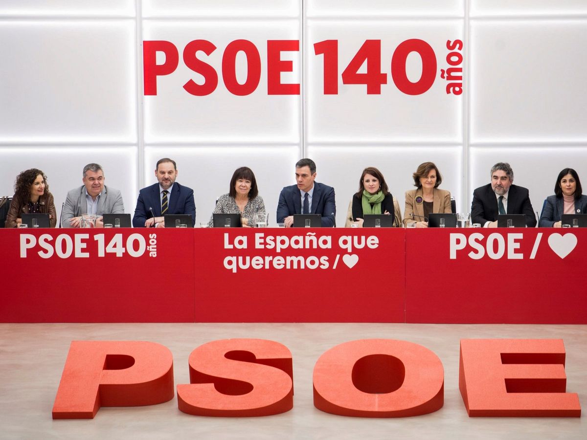 Foto: Pedro Sánchez, durante la reunión del plenario de la ejecutiva federal del PSOE, este 2 de marzo. (EFE)
