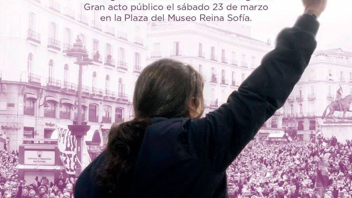 Cartel de Pablo Iglesias con Carmen Lomana. (Podemos)