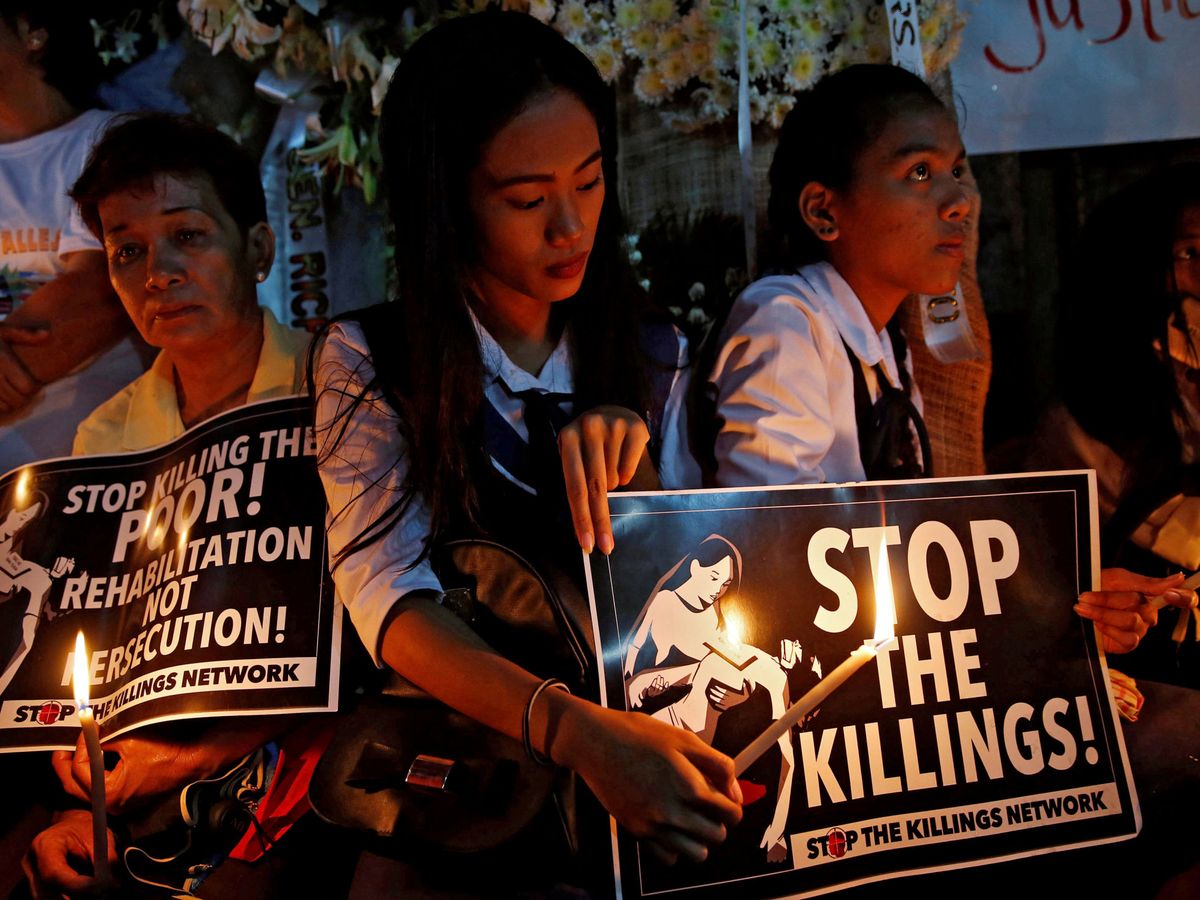 Foto: Foto de archivo de una protesta contra la 'Guerra contra la droga' del presidente de Filipinas, Rodrigo Duterte. (Reuters)