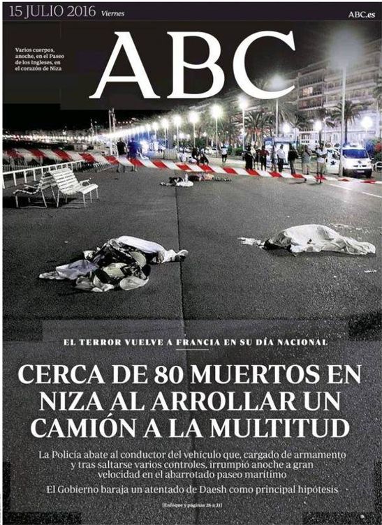 Portada del 'ABC', tras el atentado de Niza, en julio. (EC)