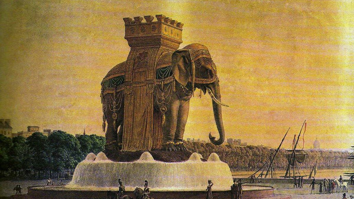 La historia del elefante que se proyectó en la Bastilla