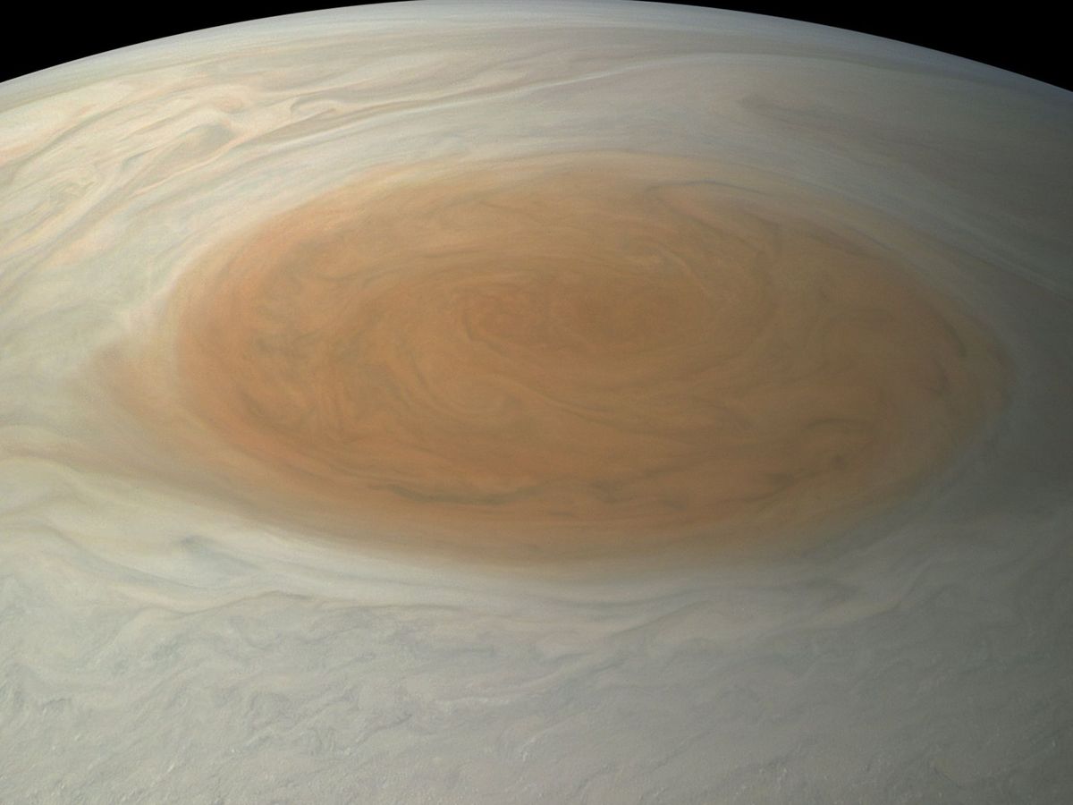 Foto: La gran mancha roja de júpiter en color real. Foto:  EFE NASA JPL-Caltech