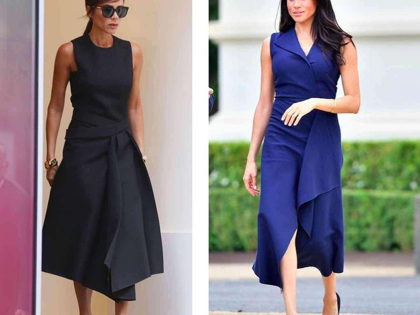 Los vestidos de corte minimal son básicos en ambos vestidores. (Pinterest)