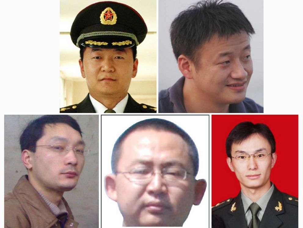 Los cinco militares chinos acusados por EEUU de espionaje (Reuters).