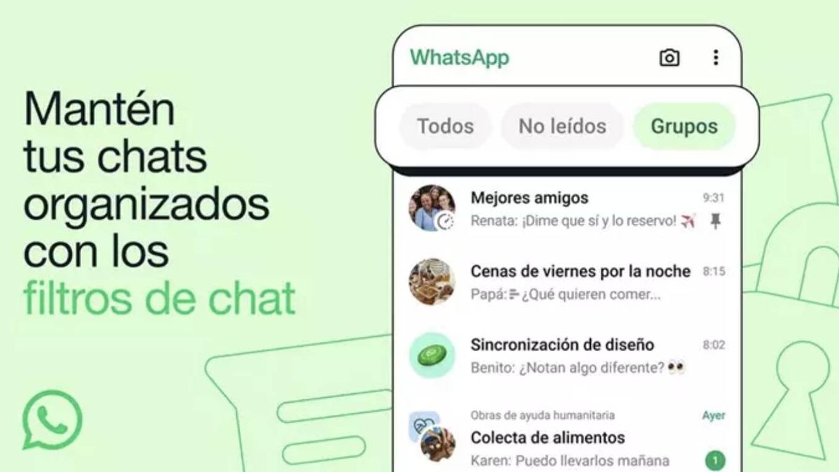 WhatsApp lanza “filtros de chat” para encontrar conversaciones más rápido