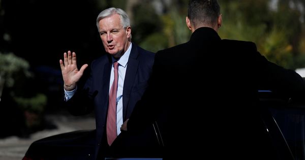 Foto: El negociador jefe de la UE, Michel Barnier, en Portugal, esta mañana. (Reuters)