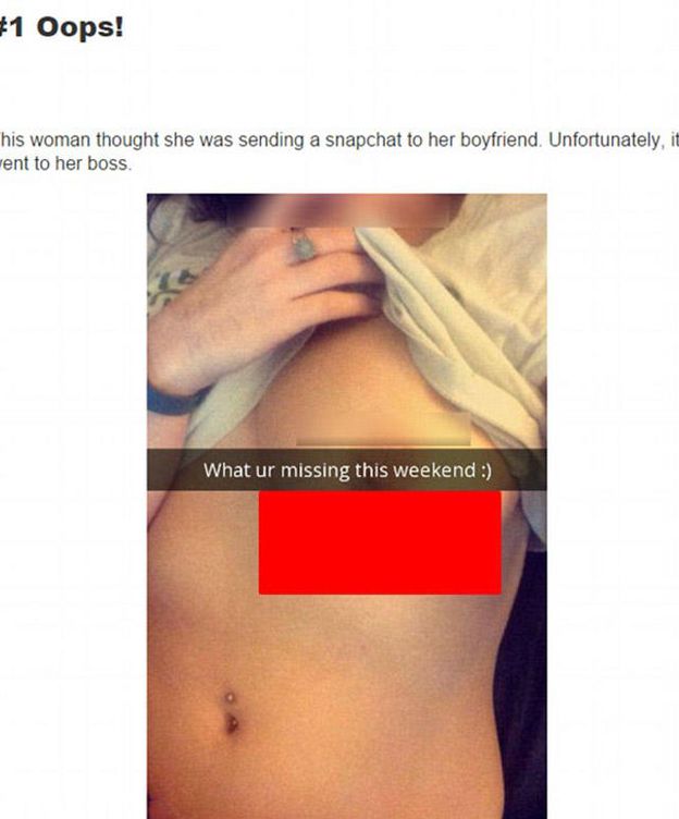 Foto: La imagen que la mujer subió a Snapchat.
