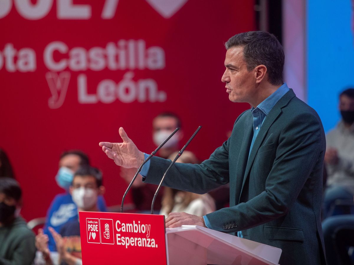 Foto: El presidente del Gobierno, Pedro Sánchez, durante un acto electoral en Castilla y León. (EFE/Wifredo García)