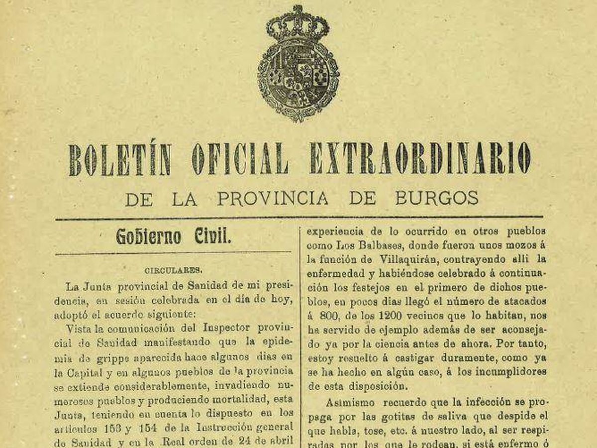 Foto: Boletín Oficial Extraordinario de la Provincia de Burgos, en 1918.