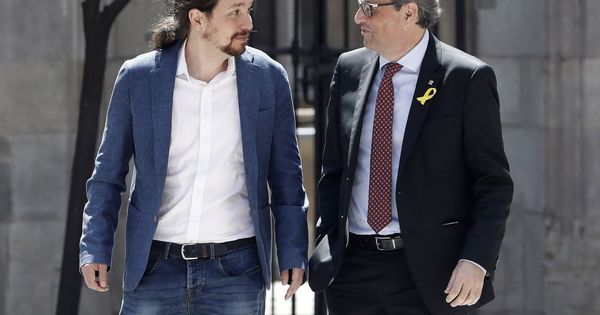 Foto: El presidente catalán, Quim Torra (d), y el secretario general de Podemos, Pablo Iglesias. (EFE)