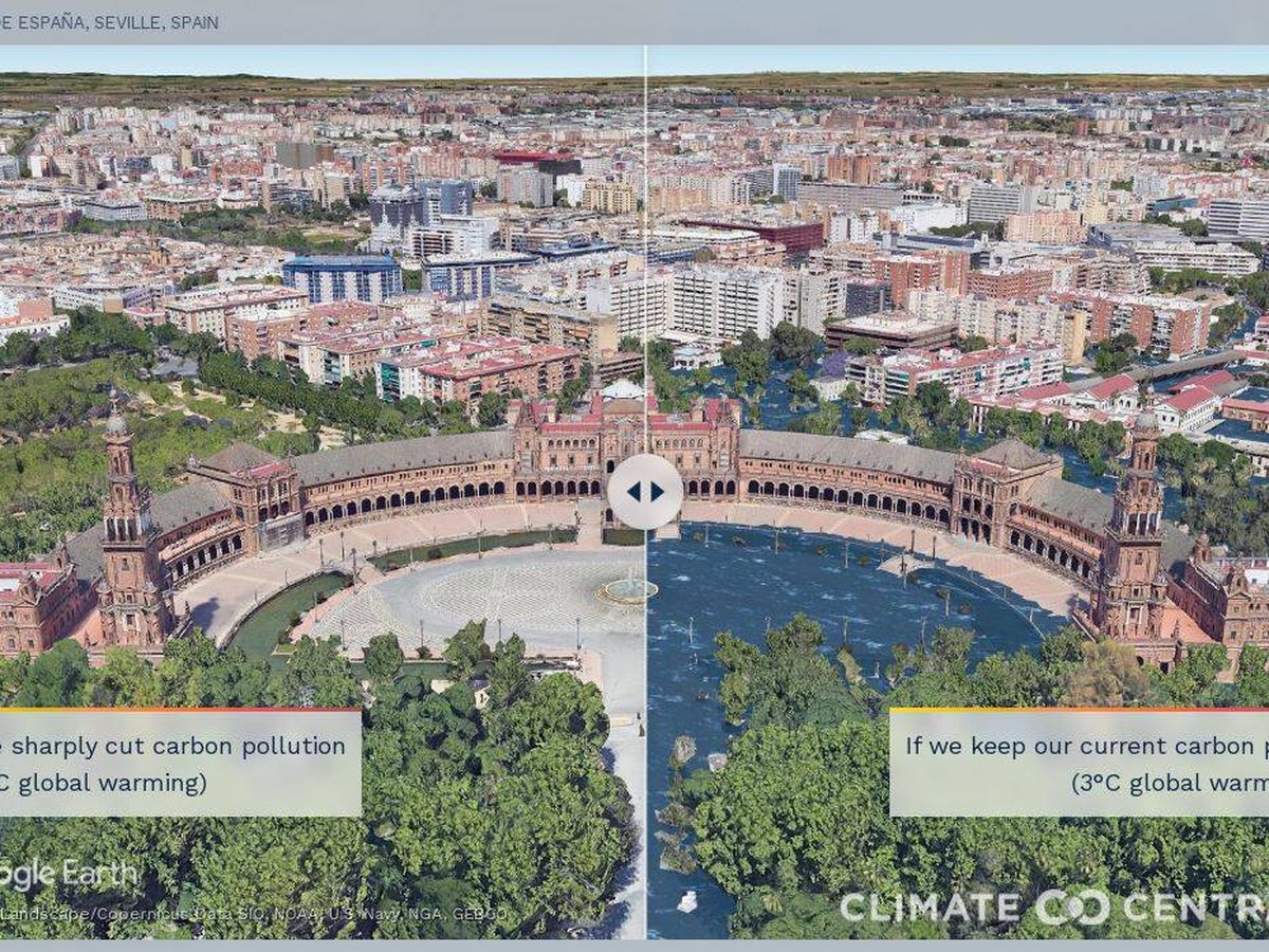 Foto: Simulación de la Plaza España de Sevilla (Climate Central)