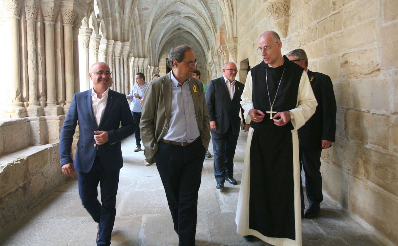 El 'president' Quim Torra visita el monasterio de Poblet (Tarragona). (EFE)