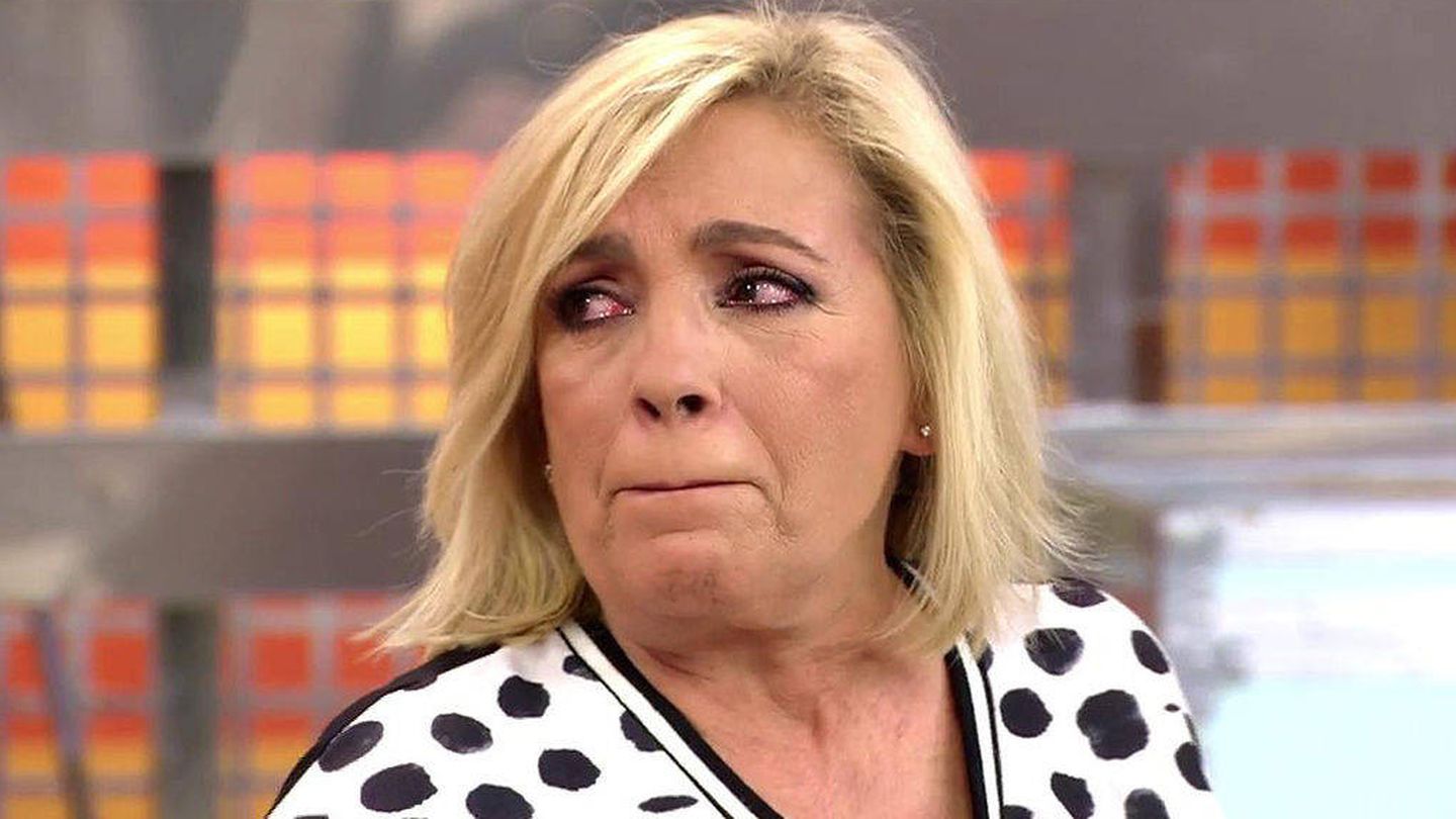 Carmen Borrego llorando en 'Sálvame'. (Mediaset España)