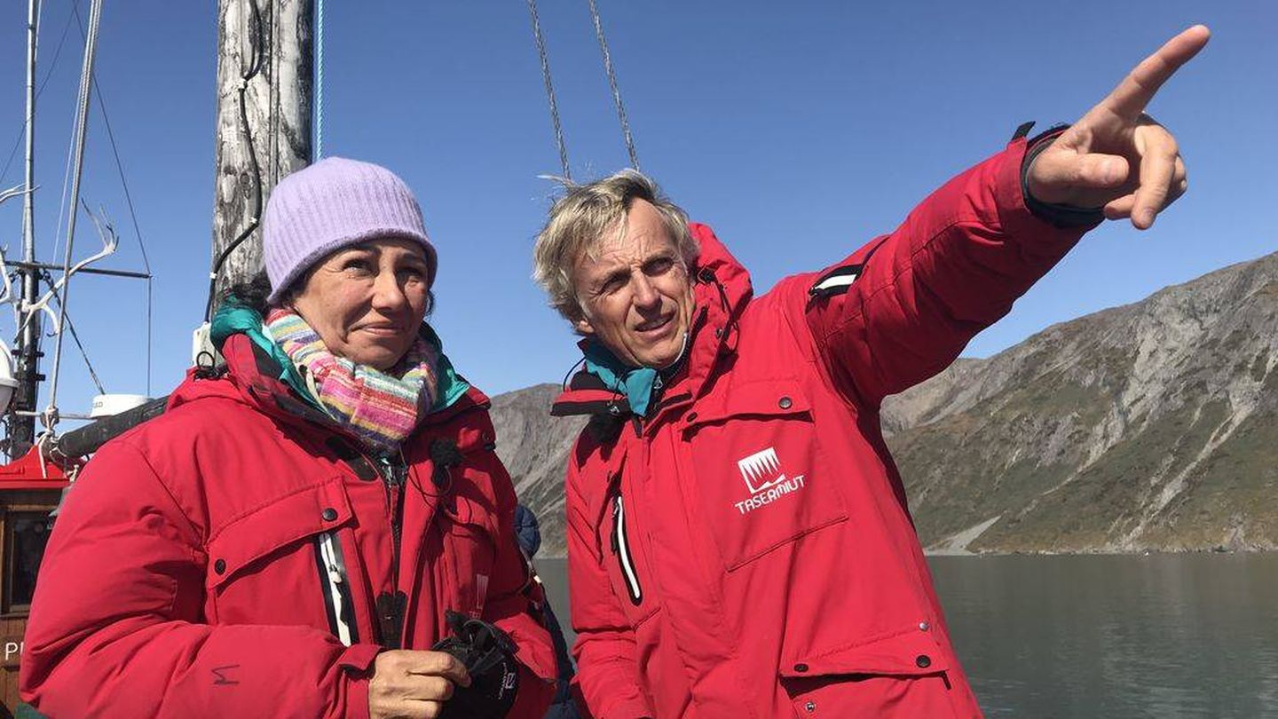 Ana Botín y Jesús Calleja, en Groenlandia. (Mediaset)