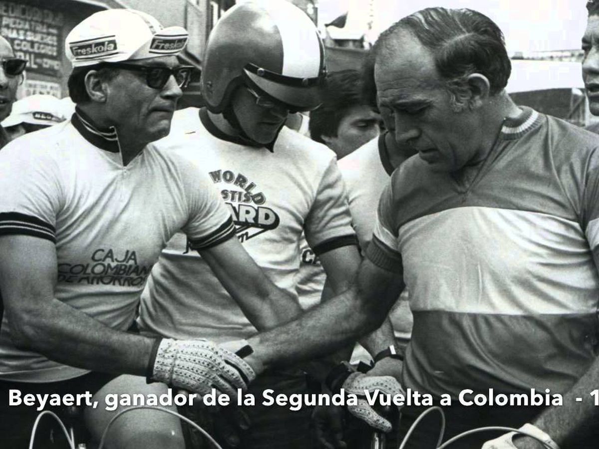 Foto: José Beyaert, tras ganar en 1952 la segunda Vuelta a Colombia.