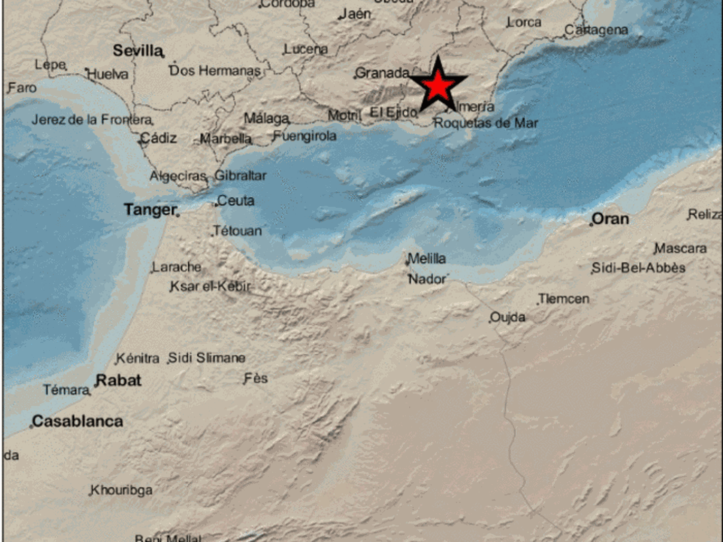 Epicentro del terremoto en las proximidades de Santa Cruz de Marchena. (IGN)