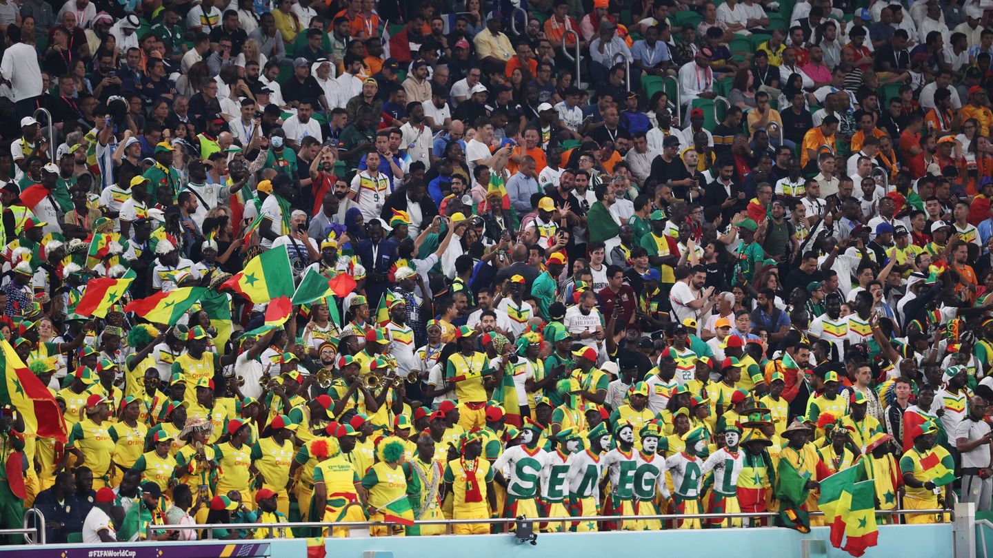 La afición de Senegal, durante el primer partido. (EFE/Yoan Valat)