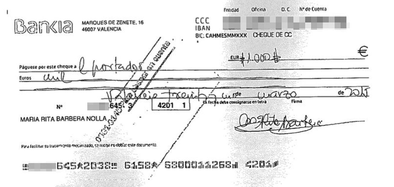 Pinche para ampliar el cheque de 1.000 euros de Barberá.