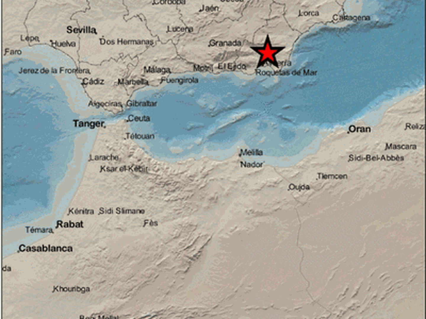 Epicentro del terremoto en las proximidades de Turrillas. (IGN)