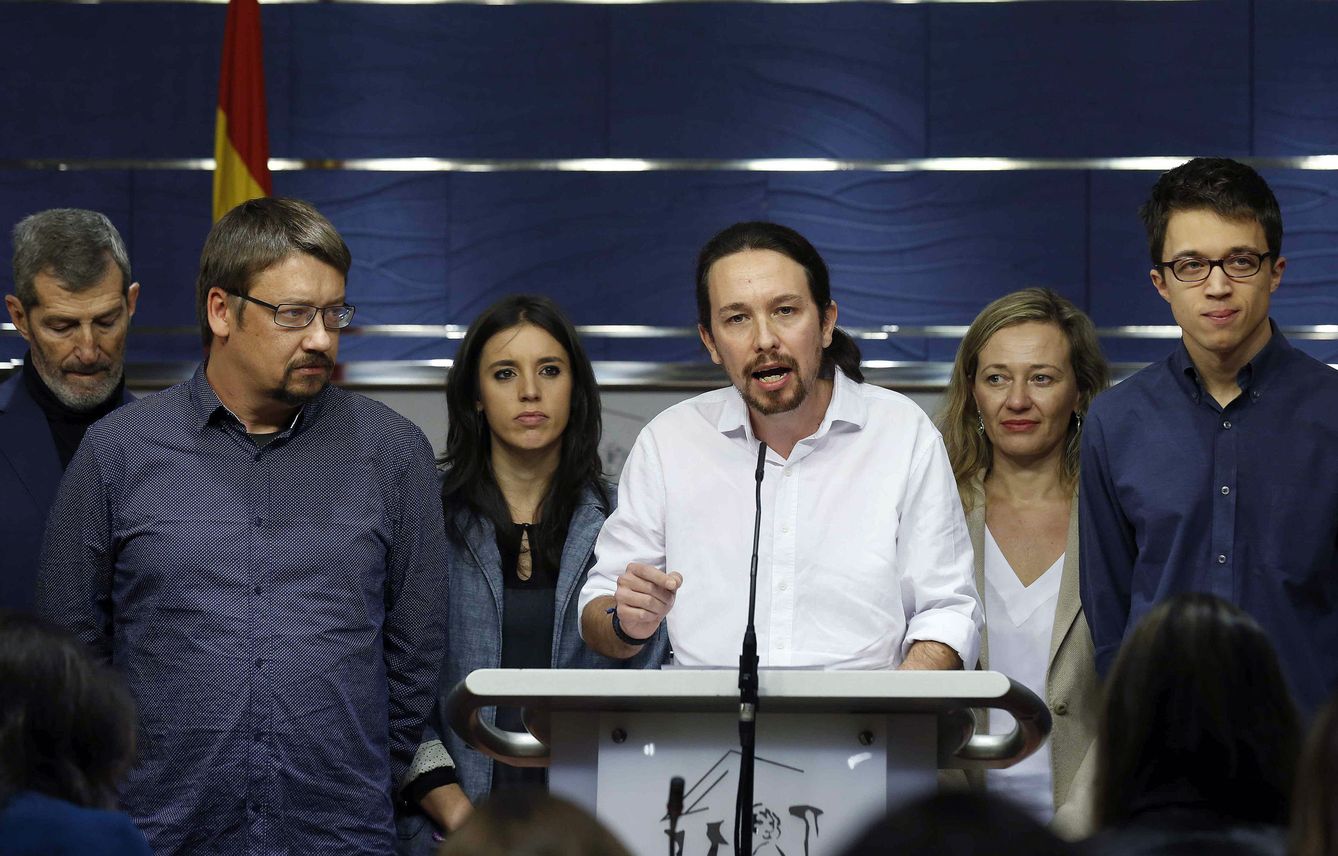 Pablo Iglesias durante la rueda de prensa tras su encuentro con el Rey, el pasado 22 de enero. (EFE)