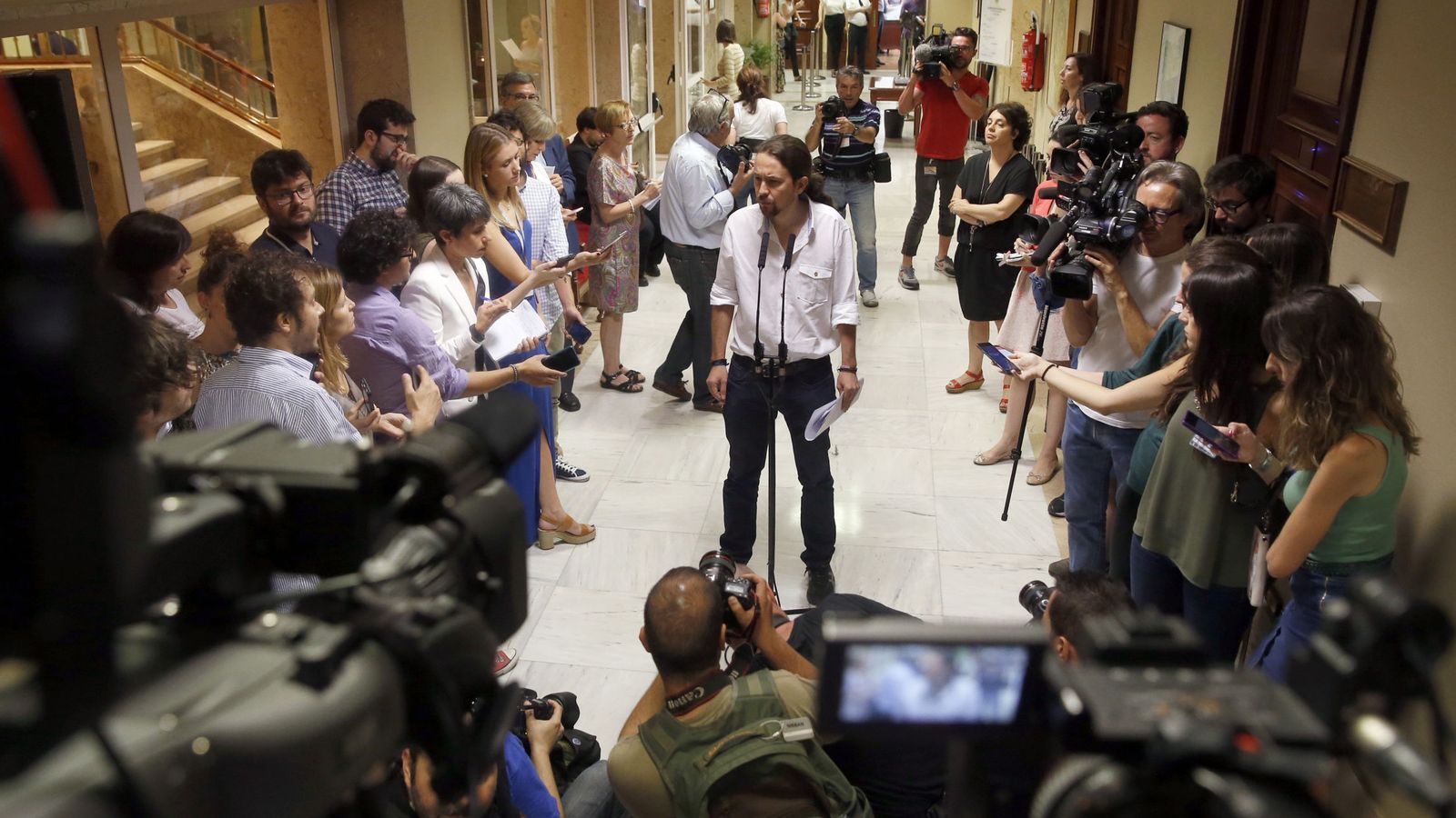 Foto: La expectación acerca de lo nuevo ha sido elevada. Pablo Iglesias la ha aprovechado. (Efe/J.J. Guillén)