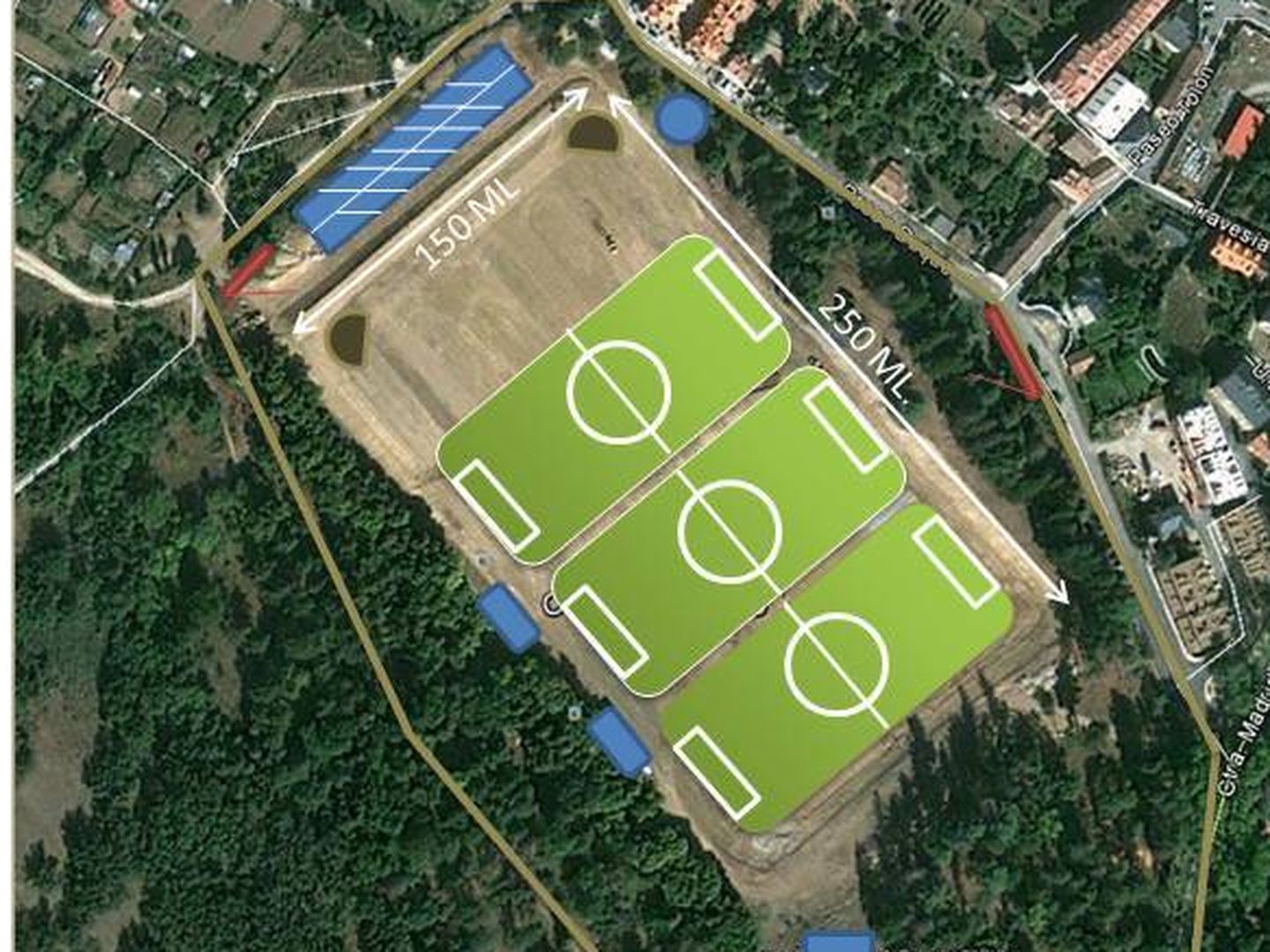 Espacio que ocupa el campo, casi cuatro campos de fútbol.
