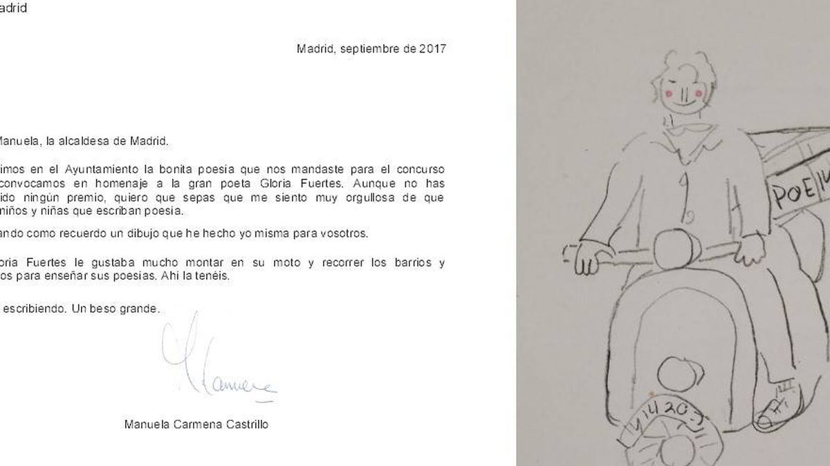 La carta de Carmena a un niño que no ganó un concurso de poesía: "Estoy orgullosa"