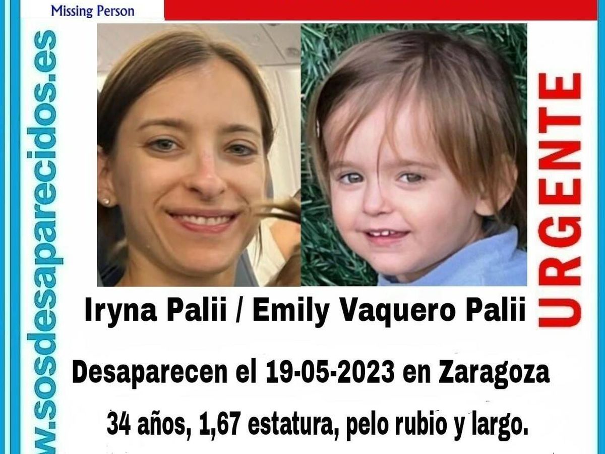 Foto: Imagen de la madre, Iryna, y la niña, Emily, desaparecidas. (Twitter/@sosdesaparecido)