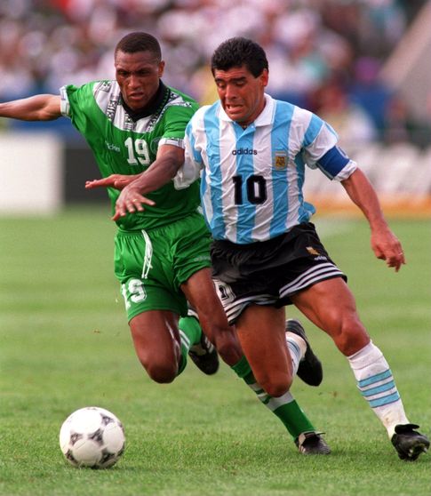 Foto: Maradona, en aquel triste partido ante Nigeria del Mundial de EEUU 1994.