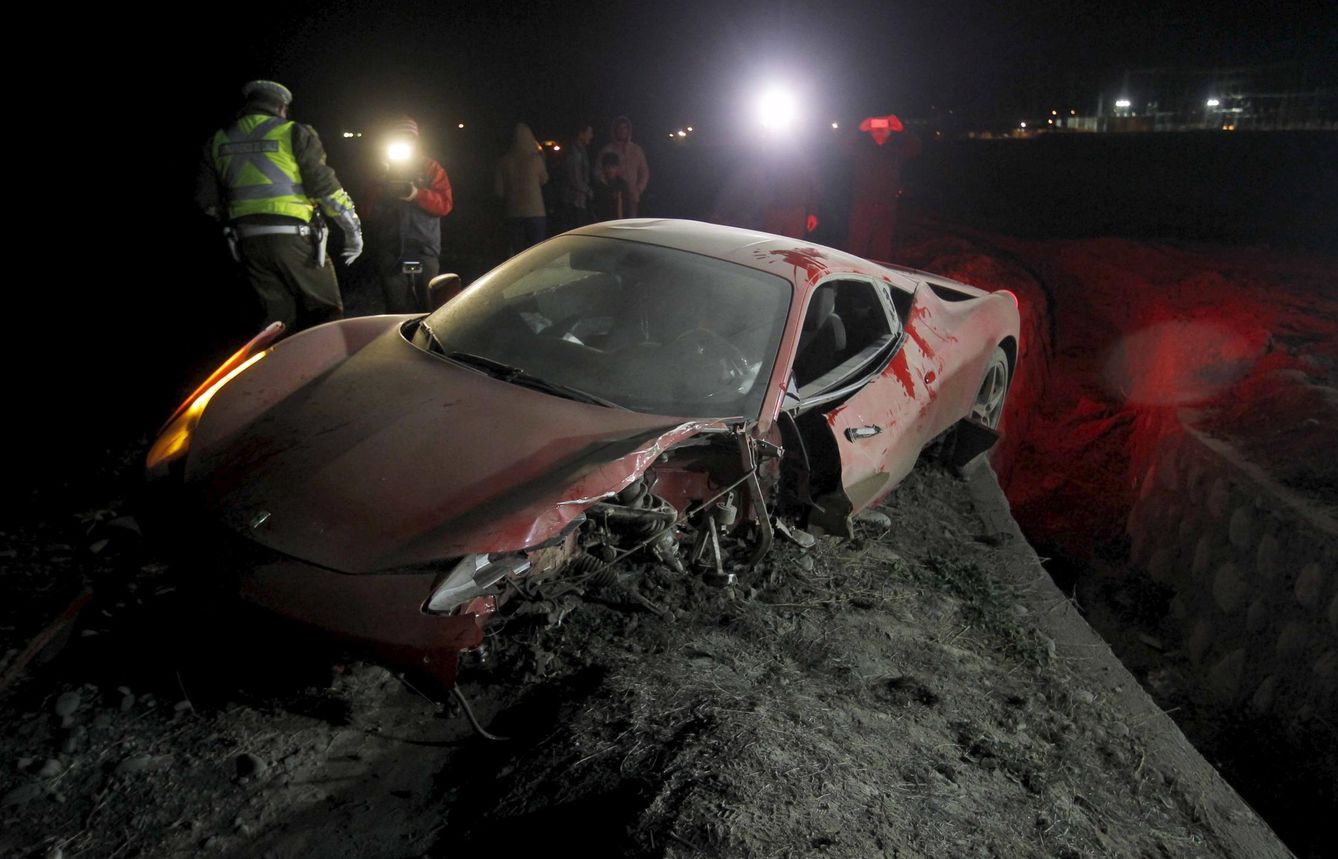 Así quedó el Ferrari de Vidal tras su accidente