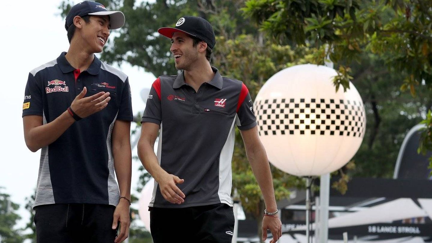 Sean Gelael y Antonio Giovinazzi compartieron pista en los Libres 1 del GP de Singapur. (Sean Gelael)