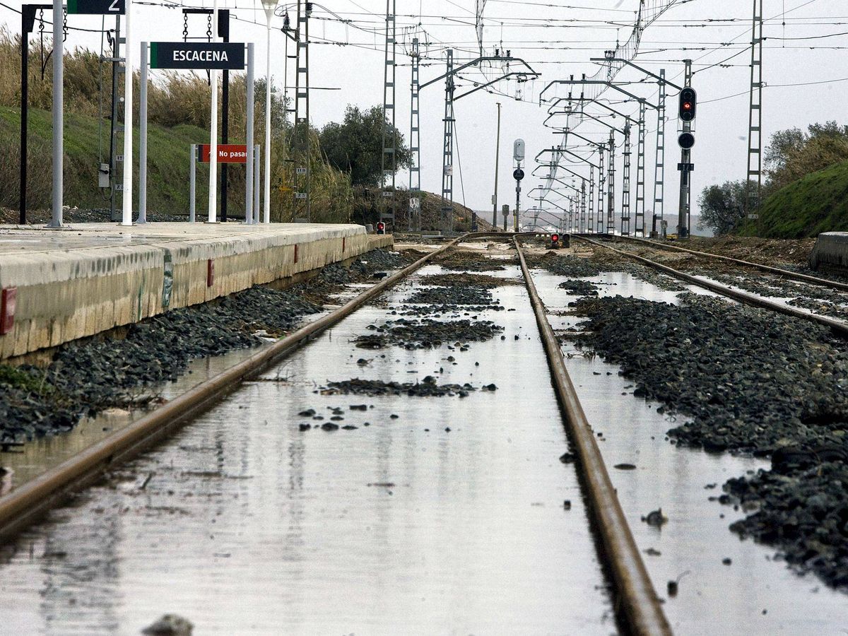 Foto: La línea ferroviaria entre Sevilla y Huelva a su paso por esta última provincia. (EFE/Julián Pérez)