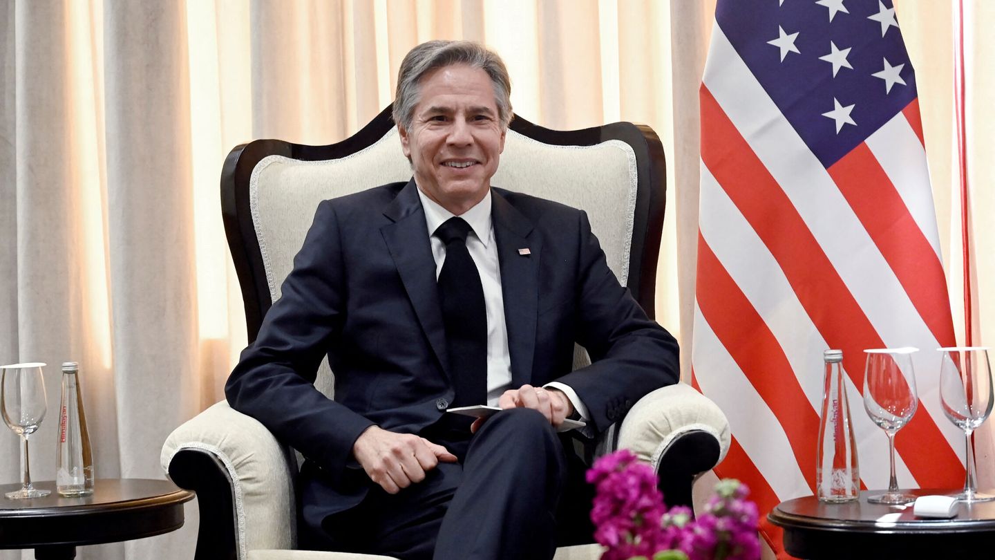 U.S Secretary of State Antony Blinken meets with Indian External Affairs Minister Subrahmanyam Jaishankar (not pictured) on the sideline of the G20 foreign ministers' meeting in New Delhi on March 2, 2023. OLIVIER DOULIERY Pool via REUTERS