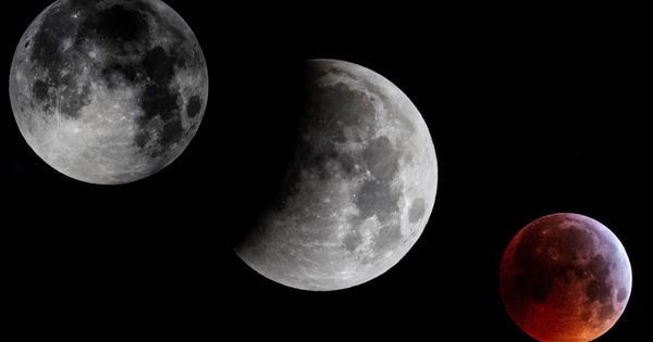Foto: Composición del eclipse total de luna que ha tenido lugar esta madrugada visto desde Mallorca. (EFE)